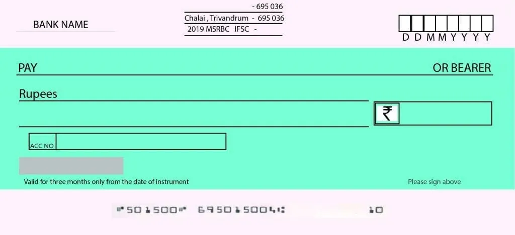 Indian uncrossed cheque