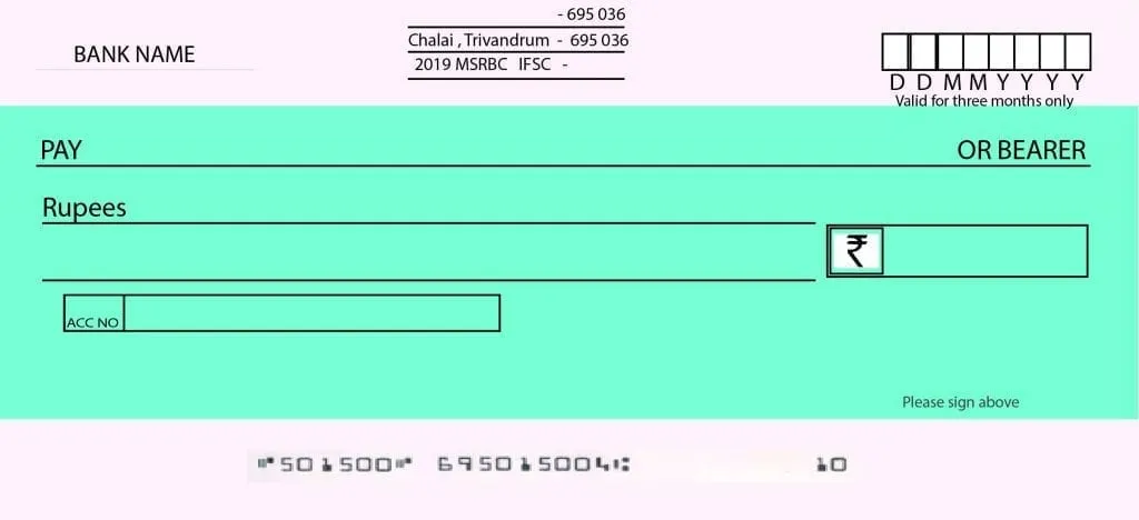 indian bearer cheque