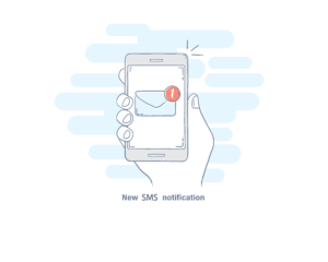 Illustration of a phone showing message is pending