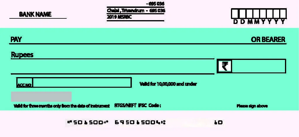 Indian mutilated cheque