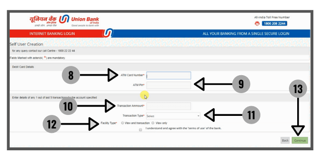 pic showing to enter the ATM card, pin,last transaction amount and the transaction type.