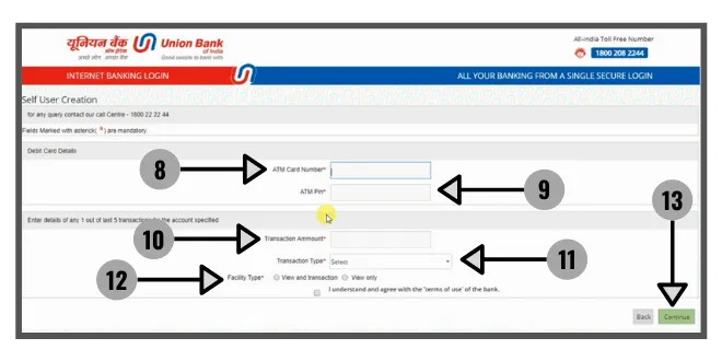 pic showing to enter the ATM card, pin,last transaction amount and the transaction type.