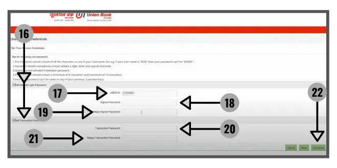 pic showing to create a userid, signon pass and transaction pass.