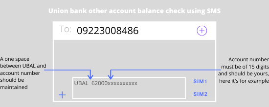 Union bank's other account balance check using SMS