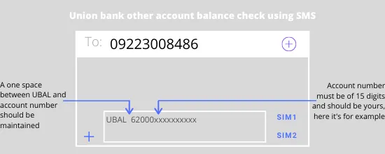 Union bank's other account balance check using SMS