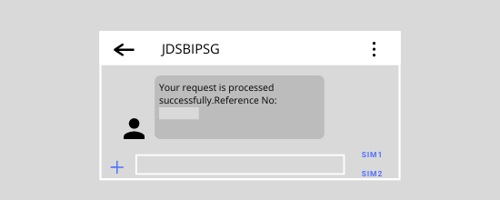 message showing the request for chequebook in SBI is completed.