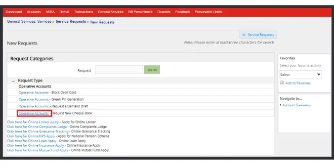 Requesting cheque book using net-banking 3