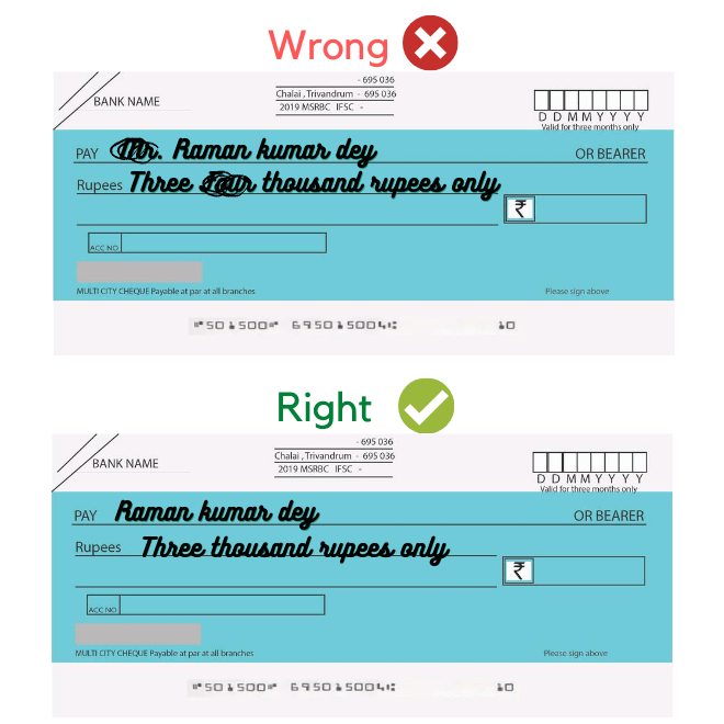 How to write cheque correctly with rules? BanksForYou