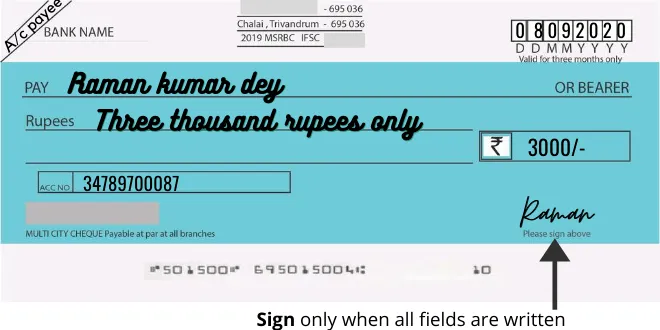 How to write cheque correctly with rules? BanksForYou