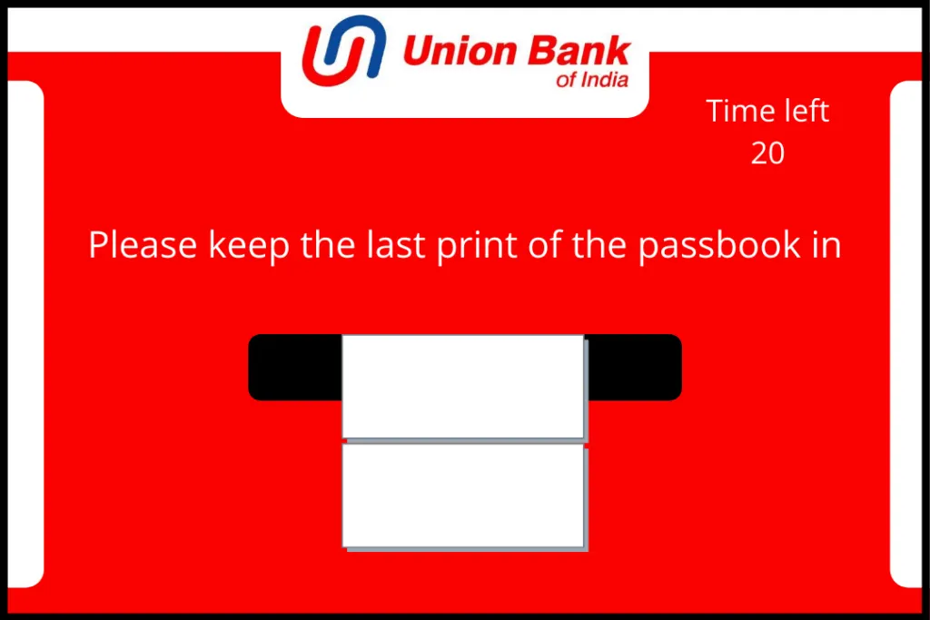 passbook updating machine screen instructing to insert passbook into machine