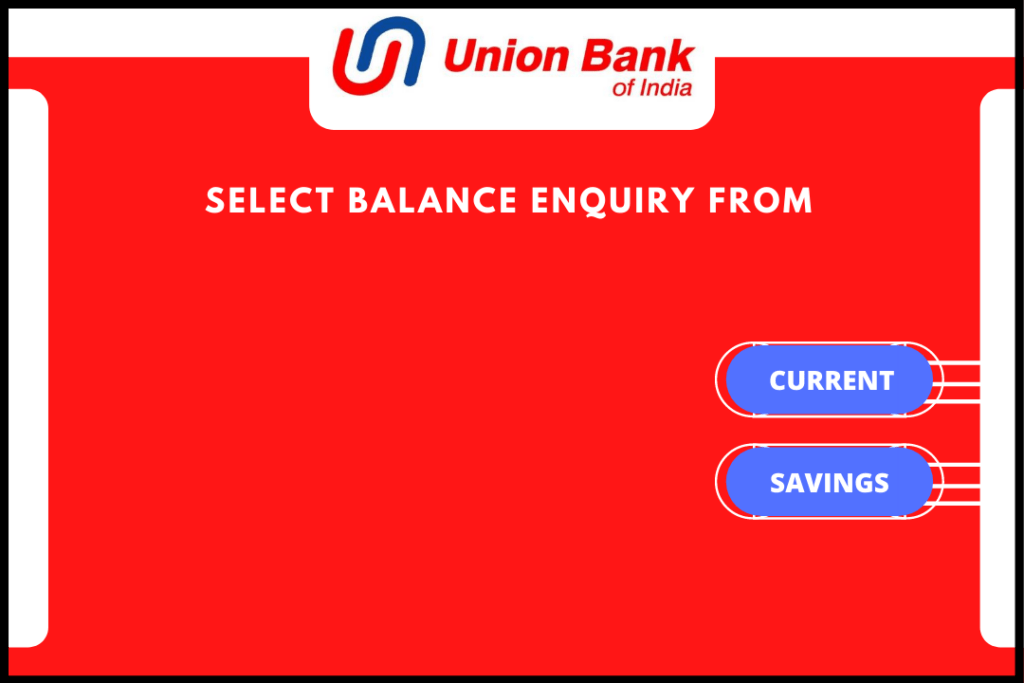 Union bank's ATM machine's showing on screen to select account type