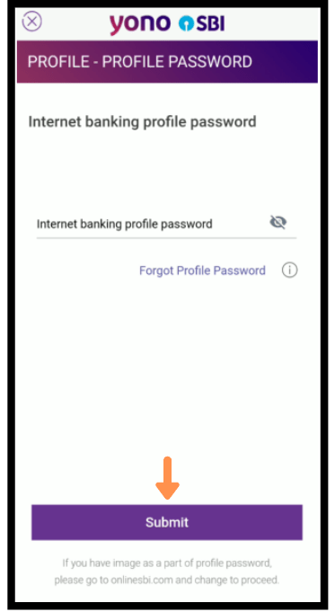 To set the Email-ID successfully enter the profile password in the YONO app.